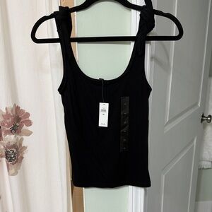 Banana Republic Black Knotted Strap Tank Top